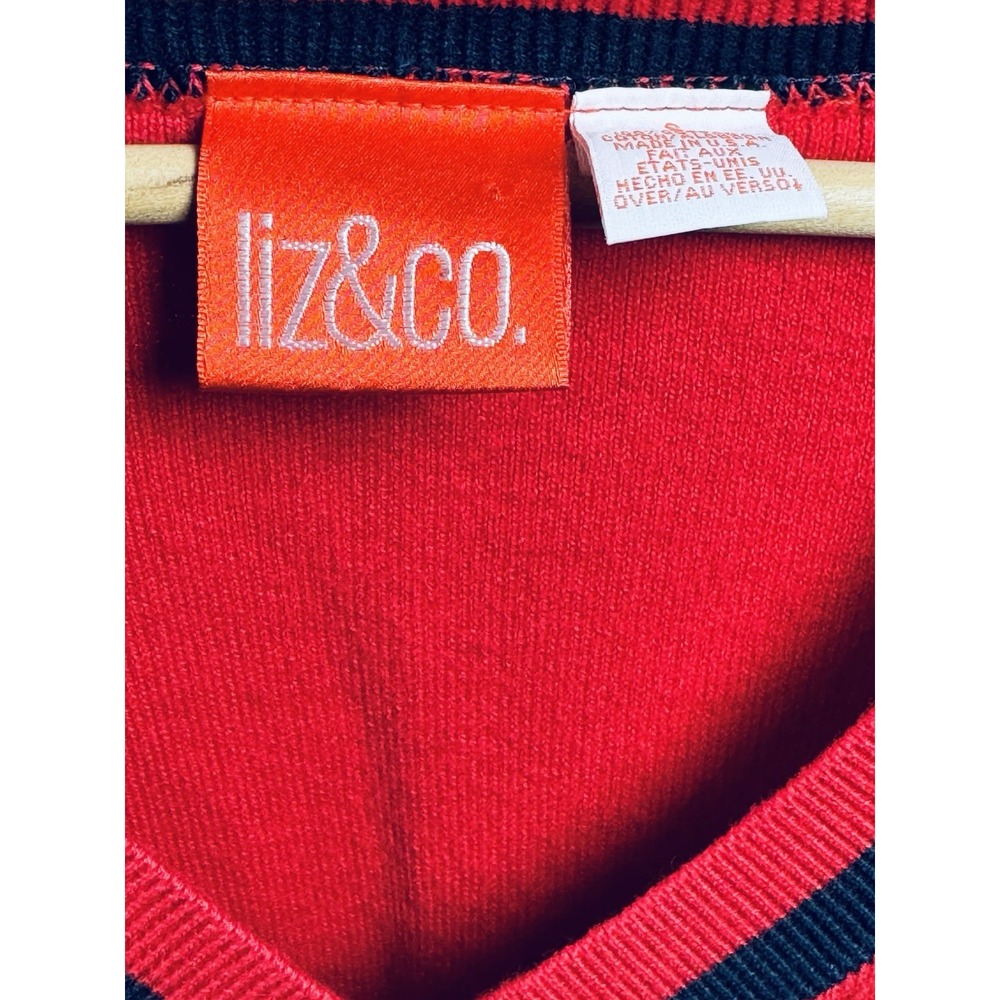 Vintage Preppy V Neck Sweater Womens Red Medium Cotton Crest Varsity USA Tennis - Picture 6 of 13